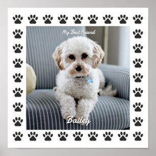 Affiche Photo du chien, nom, Mon meilleur ami, Empreintes