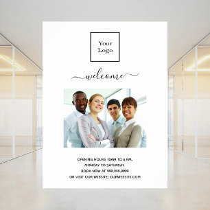 Affiche Photo du logo de l'entreprise, heures d'ouverture