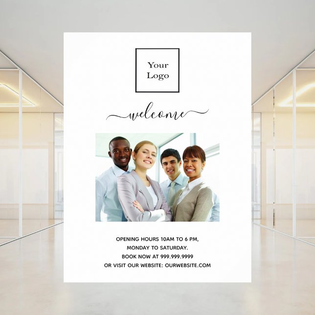 Affiche photo du logo de l'entreprise heures d'ouverture d (Créateur téléchargé)