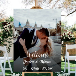 affiche photo du panneau de bienvenue du mariage