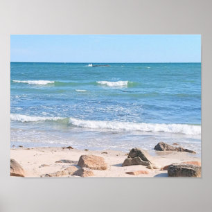 Affiche Photo du rivage de l'océan Atlantique bleu