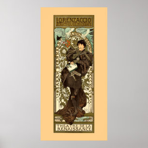 Affiche Photo du théâtre Art Nouveau vintage par Mucha