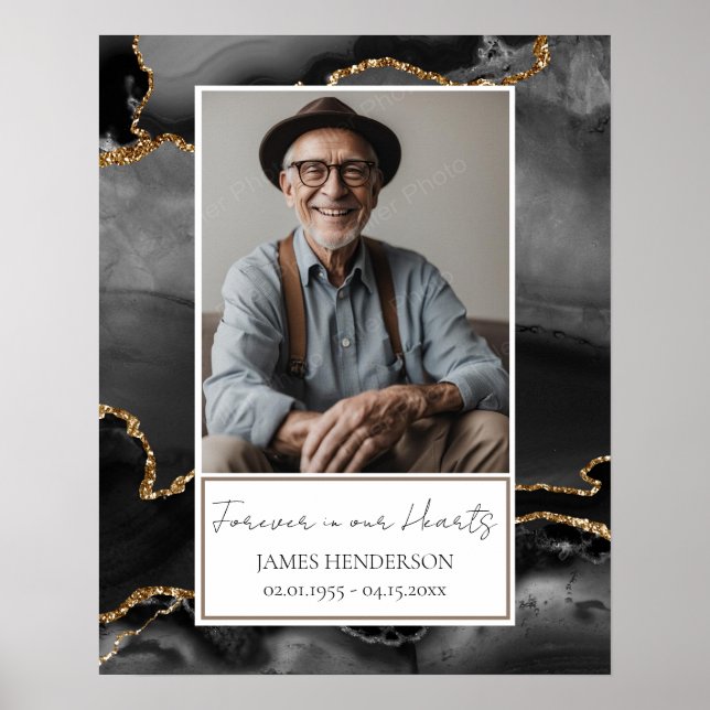 Affiche Photo en marbre noir et or (Devant)