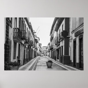 Affiche Photo en noir et blanc de la rue européenne vide