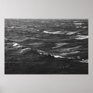 Affiche Photo en noir et blanc d'une mer orageuse