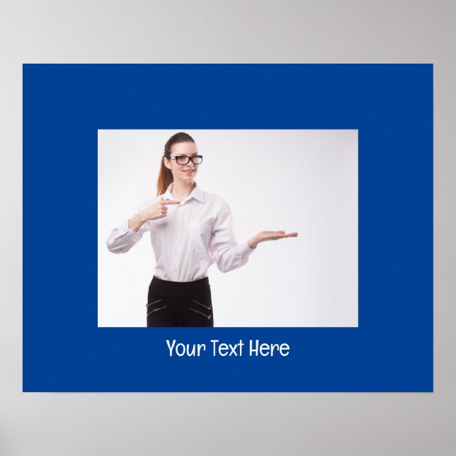 Affiche Photo et texte personnalisables en bleu profond (Devant)