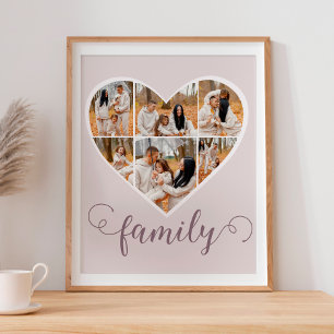 Affiche Photo FAMILLE Moderne Collage Love Script Heart