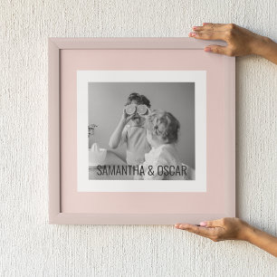 Affiche Photo Famille Moderne Pastel Rose Simple Cadeau