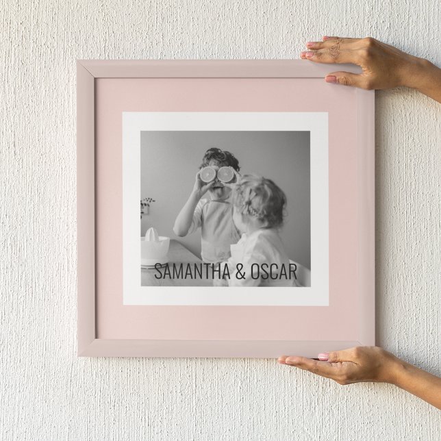 Affiche Photo Famille Moderne Pastel Rose Simple Cadeau (Créateur téléchargé)
