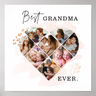 Affiche Photo Family Best Grandma Ever Heart Shape 8