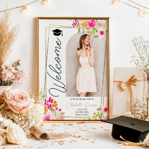 Affiche Photo Floral Boho script or floral graduation