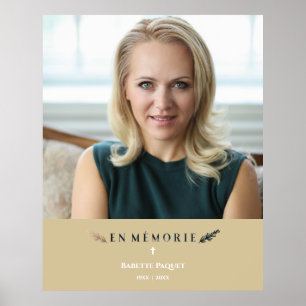Affiche Photo Française Minimaliste Mémorial Proches Dorés