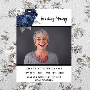Affiche Photo funéraire florale simple souvenir bienvenue