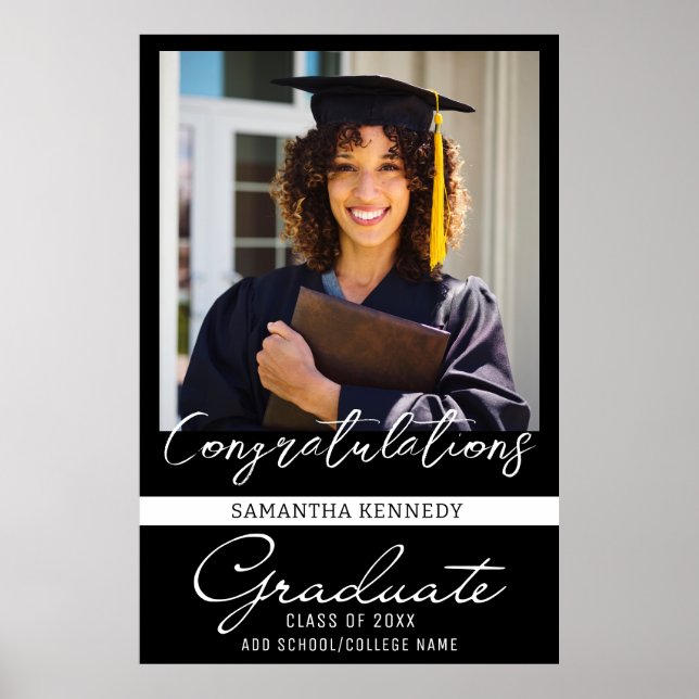 Affiche Photo Graduation Congrats Grad Classe De 20XX Noir (Devant)