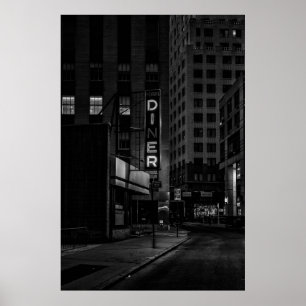 AFFICHE PHOTO GRAYSCALE DE PEARL DINER SIGNE EN VILLE