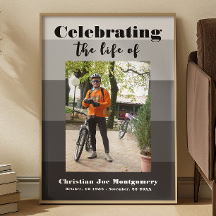 Affiche Photo grise célébrant la vie Funérailles