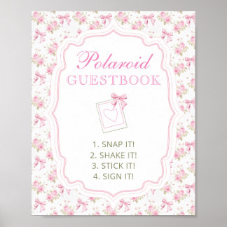 Affiche Photo Guestbook Pink Bow Baby Shower Sign