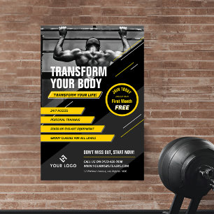 Affiche Photo Gym Logo noir et jaune Compétition Marketing