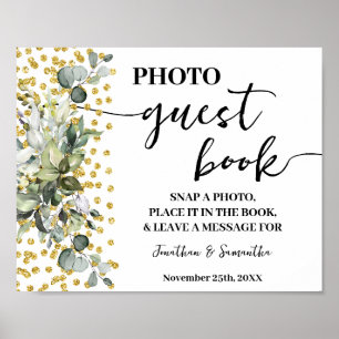 Affiche Photo Livre d'Invité Mariage Bridal Eucalyptus Gol