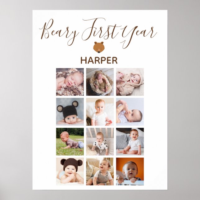 Affiche Photo mensuelle Baby First Birthday Display (Devant)