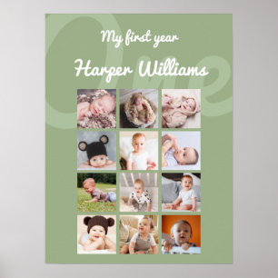 Affiche Photo mensuelle Sage Baby 1er anniversaire