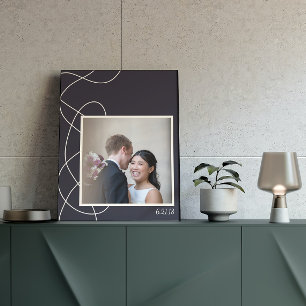 Affiche Photo minimaliste Abstrait bleu marine personnalis