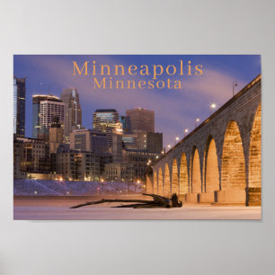 Affiche Photo Minneapolis Minn Skyline  Pont d'arche en pi