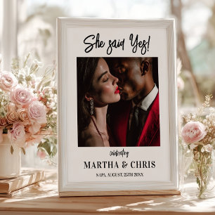 Affiche Photo moderne Elle a dit oui fiançailles mariage