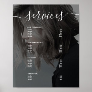 Affiche Photo moderne Salon simple Service Menu Prix