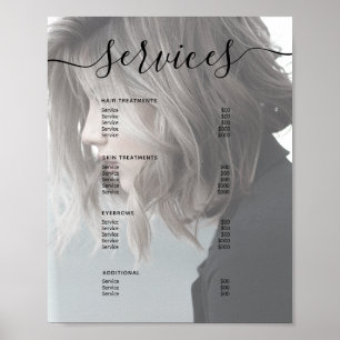 Affiche Photo moderne Salon simple Service Menu Prix