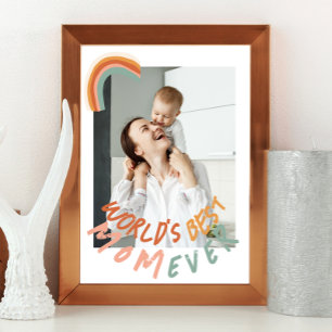 Affiche photo moderne vintage arc-en-ciel meilleure maman