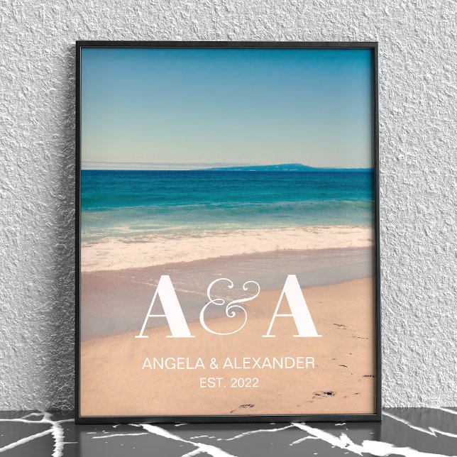 Affiche Photo Monogramme de mariage de la plage de Califor (Créateur téléchargé)