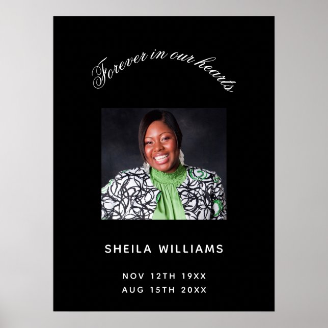 Affiche Photo noir et blanc de funérailles commémoratives (Devant)