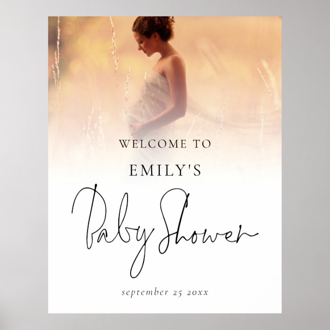 Affiche Photo Overlay Baby shower d'accueil de script mode (Devant)