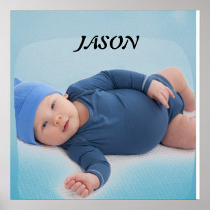 Affiche Photo personnalisé de bébé garçon bleu sur mesure
