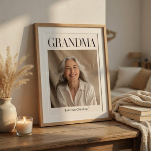 Affiche Photo personnalisé de grand-mère Je t'aime grand