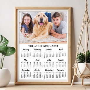Affiche Photo personnalisée 2025 Calendrier du Nouvel An s