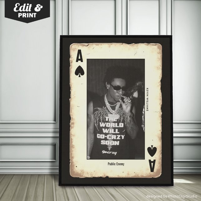 Affiche Photo personnalisée Ado Wall Art, Poker Ace de piq (Custom Photo Teen Wall Art, Poker Ace of Spades Poster)