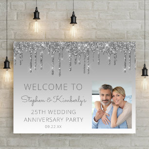 Affiche Photo personnalisée Argent 25e anniversaire Bienve