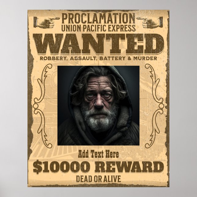 Affiche Photo personnalisée Avis de recherche Western Vint (Devant)