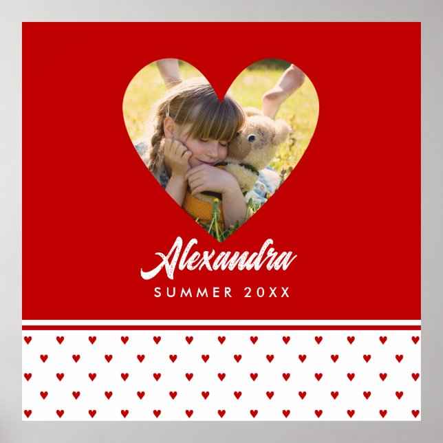 Affiche Photo personnalisée Cadre de coeur rouge Anniversa (Devant)