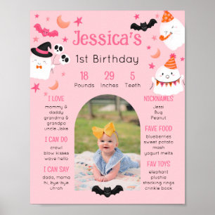 Affiche Photo personnalisée d'anniversaire rose mignonne e