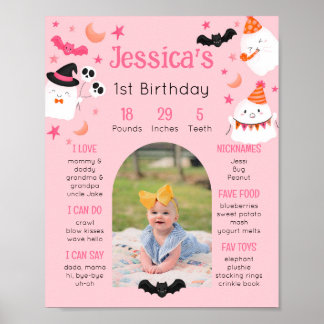 Affiche Photo personnalisée d'anniversaire rose mignonne e