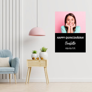 Affiche Photo personnalisée en noir blanc Quinceanera bien
