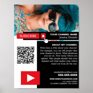 Affiche Photo personnalisée et code QR, Youtube - Vlogger