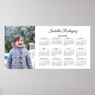 Affiche Photo personnalisée et nom 2026 Calendrier