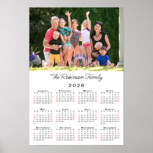 Affiche Photo personnalisée et nom 2026 Calendrier