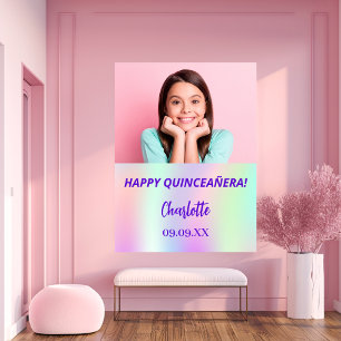 Affiche Photo personnalisée holographique Quinceanera bien