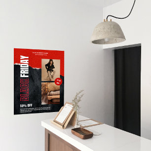 Affiche Photo personnalisée Rouge Black Vendredi Promo pro