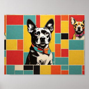 Affiche Photo Pop Art Dog - Moderne Retro Color Block Post